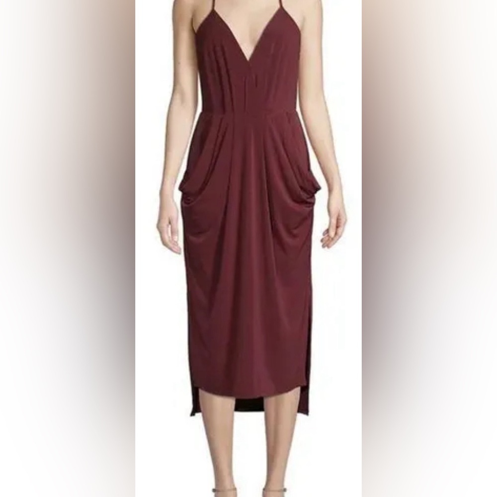 BCBGeneration Della Women’s Sleeveless Draped Midi Dress w/ Front Pockets